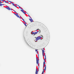 Bouton Saint James bleu blanc rouge plaqué argent