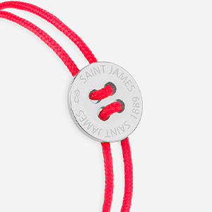 Bouton Saint James rouge plaqué argent