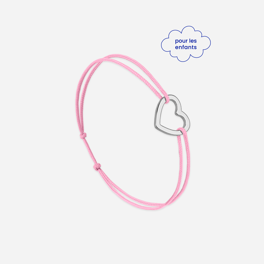 Coeur vide enfant rose plaqué argent