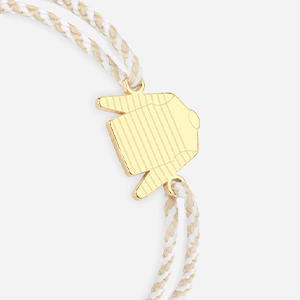 Marinière Saint James rayé blanc et beige plaqué or