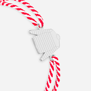 Marinière Saint James rayé blanc et rouge plaqué argent