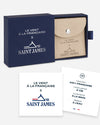 Logo Saint James rayé blanc et marine plaqué or